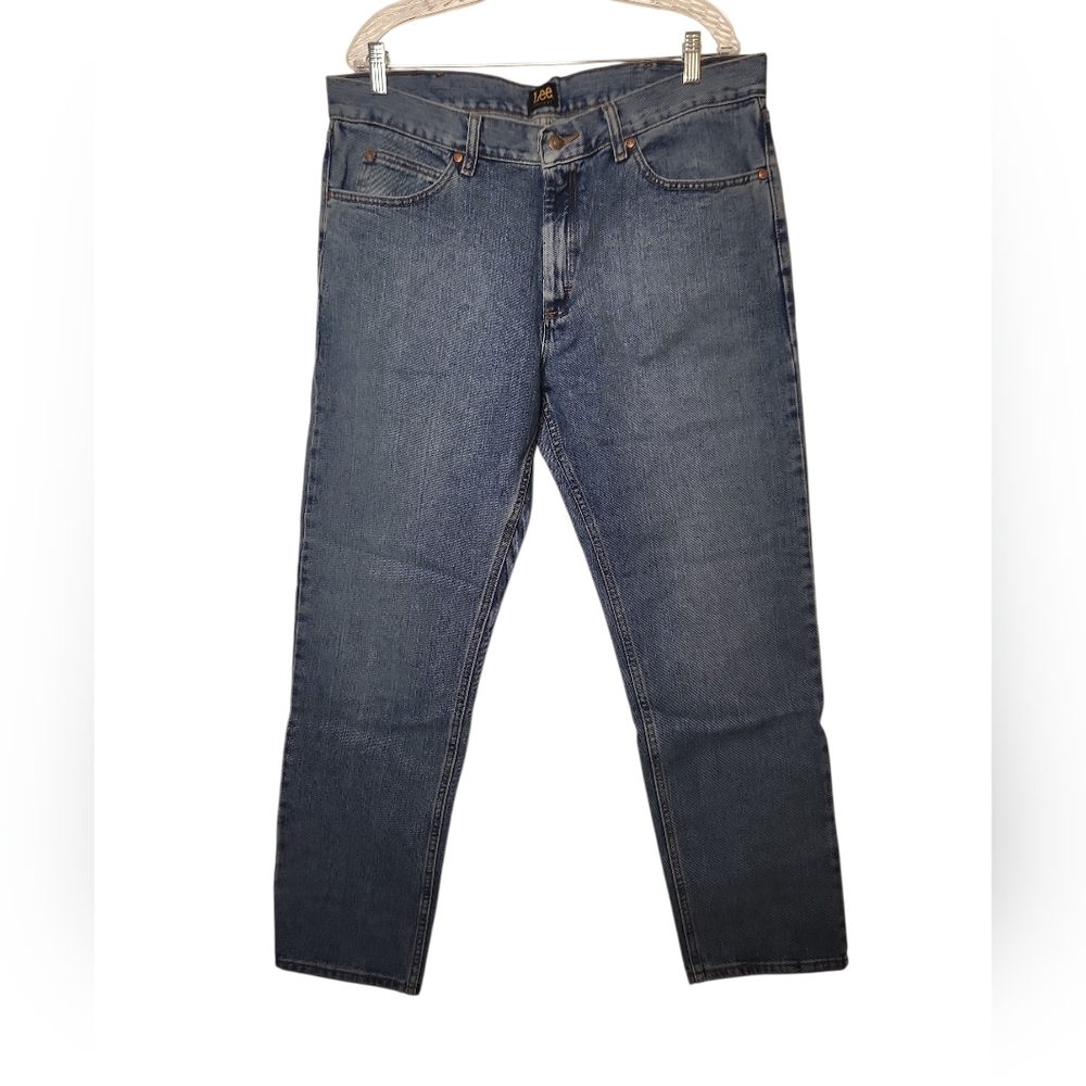 NWT Lee Men's Straight Leg Opening Regular Fit Medium Wash Blue Jeans Size 38x32
